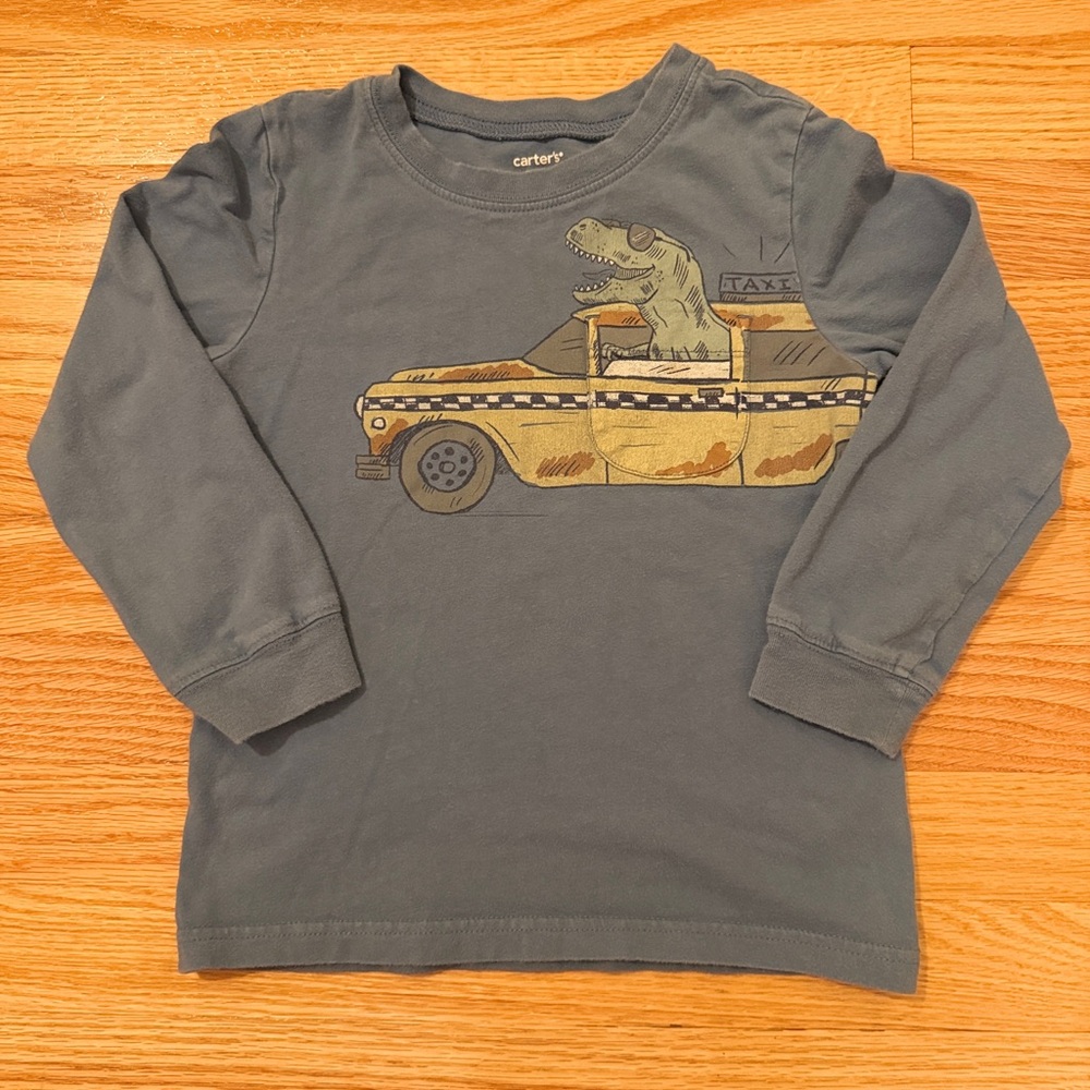 Carter's Dusty Blue Dinosaur Taxi Tee